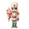 © JewJew - A festive nutcracker holding a large ice cream cone, bringing holiday cheer to Christmas-themed celebrations.