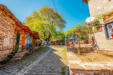 Traditionally houses in the mountains village of Tsepelovo,, Zagori, Greece, near vikos george