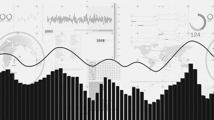 Poster - Animation of data processing over diagrams and globes