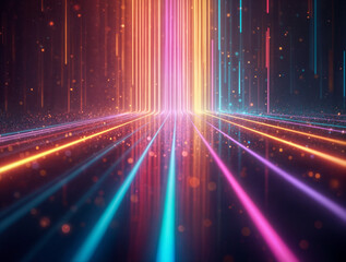 Poster -  Colorful neon lines and lights background.Generative AI