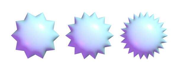 Poster - 3d starburst badge set. realistic glossy blue button. empty sale sticker