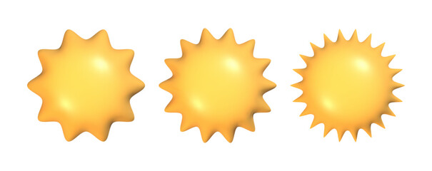Poster - 3d starburst badge set. realistic glossy gold button. empty sale sticker