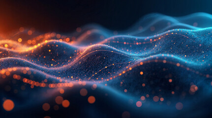 Poster - digital wave background with shimmers and bokeh Generative AI