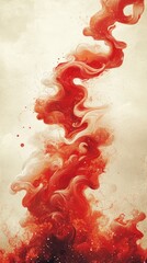 Wall Mural - An abstract composition featuring swirling red and white hues, evoking emotion and movement.