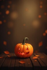 Sticker - Happy halloween with pumpkin on bokeh background with copy space