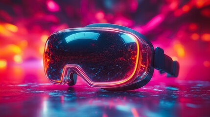 Aufkleber - A pair of virtual reality goggles with a red and orange background