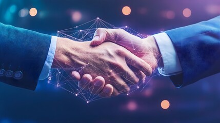 Sticker - Digital Network Handshake - Business Partnership Concept