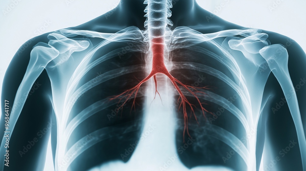 Detailed X-ray of the chest highlighting a thoracic aortic aneurysm ...