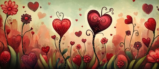 Valentine s Day backgrounds featuring a whimsical matricaria design with a leaning illustration