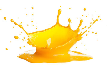 Wall Mural - Yellow juice or cheese sauce splash isolated on white background