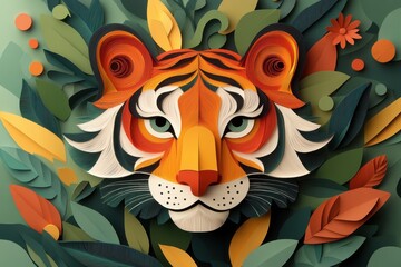 Intricate Paper Quilling Tiger - Symbol of Power and Stealth in the Wild