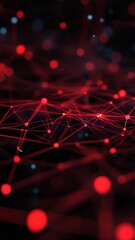 Poster - Futuristic red and black digital network background