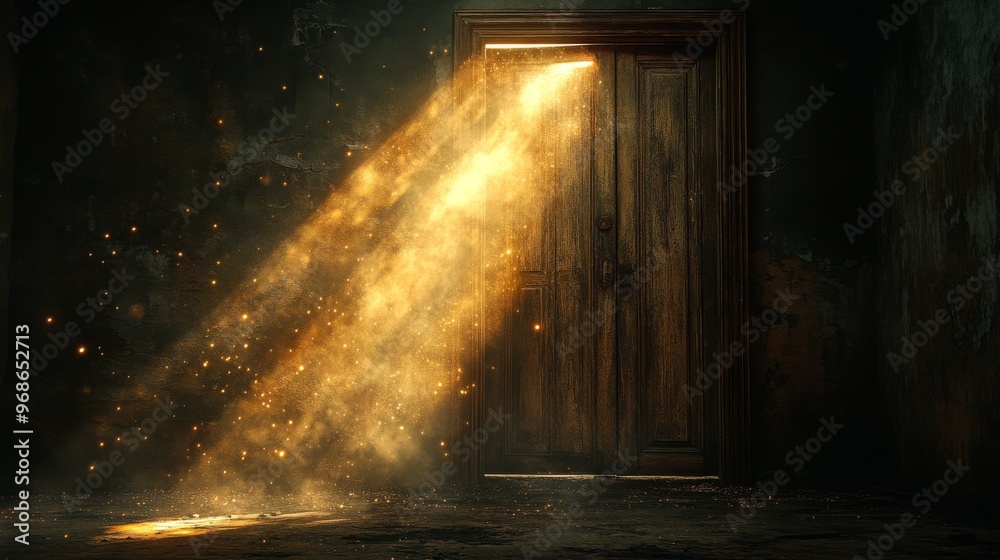 Detailed photograph captures a beam of light passing through a crack in ...