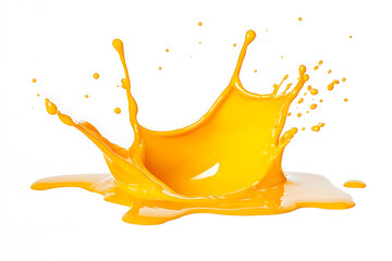 Wall Mural - Yellow juice or cheese sauce splash isolated on white background