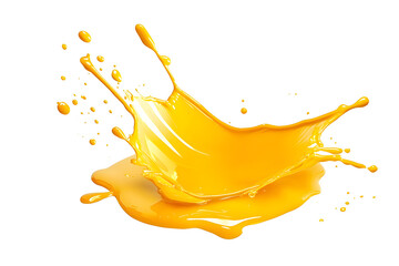 Yellow juice or cheese sauce splash isolated on white background