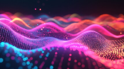 Aufkleber - A digital concept of neon electric waves intersecting over a dark background, representing wireless technology, AI systems, and the future of electricity