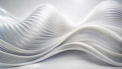 Poster - Soft, white curves flow and undulate across the surface, creating a dynamic, serene atmosphere that evokes calmness and movement. The design emphasizes minimalism and elegance