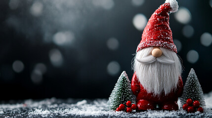 cute Santa Claus gnome merry christmas and happy new year background