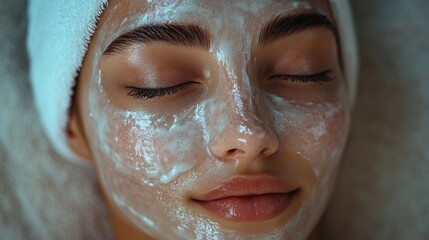 Close-up of Woman's Face with a Facial Mask