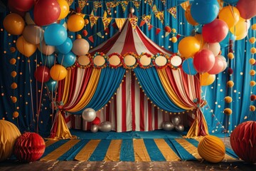 Wall Mural - A room decorated with a circus theme