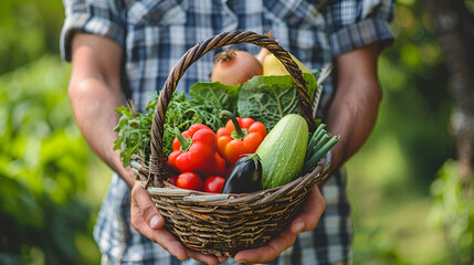 person holding basket of vegetables ,generative ai