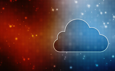 Poster - 2d illustration of Cloud computing, Cloud Computing Concept, Cloud computing concept. Abstract cloud connection technology background, internet data storage, database and mobile server concept