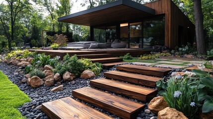 Modern House with Garden Stairs