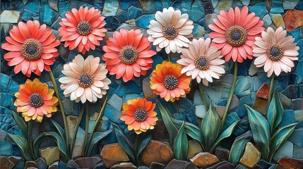 Wall Mural - Mosaic Flower Arrangement