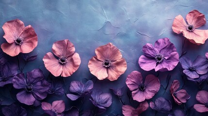 Wall Mural - Floral Arrangement on a Blue Background