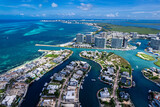 Drone view of Puerto Cancun,, Mexico