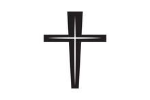 Catholic Symbols - Cross Christian icons. Vector line black christian cross set on white background
