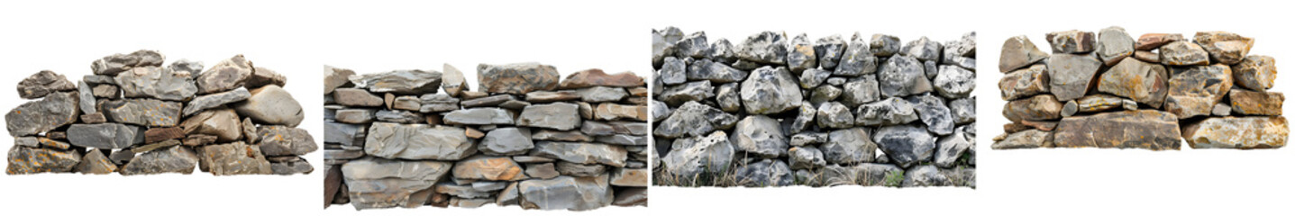 Rock wall isolated on white background. Generative AI.