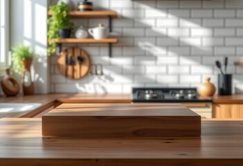 Sticker - modern kitchen interior with fireplace