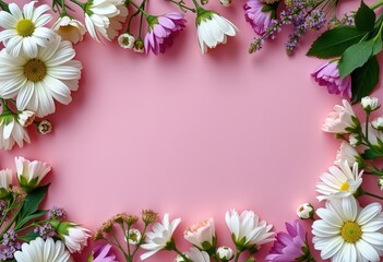 Wall Mural - pink flower frame