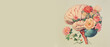 © Berit Kessler - Human brain, mental health concept, positive attitude and inspiration, creative thinking mind, flowers, pastel color