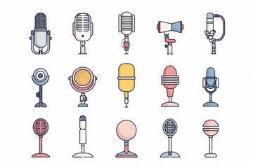 Microphone icon, mic symbol, karaoke equipment, broadcasting emblem, concert logo, microphone sign