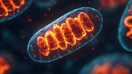 Canvas Print - Glowing Mitochondria Cell Energy Powerhouse 3D Illustration