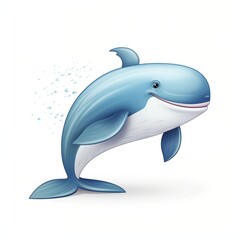 Wall Mural - Cartoon whale on white background 