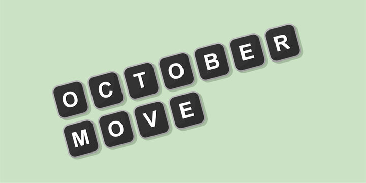 October themed word illustration of computer keyboard, vector format design with bright green background