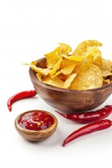 Wall Mural - a bowl of chips and a bowl of sauce