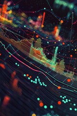 Wall Mural - AI-powered analytics platform with a focus on supply chain optimization. Data visualizations and trends are prominently, Generative AI