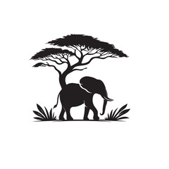 Naklejka na meble Elephant vector silhouette. Elephant black silhouette. Elephant logo, icon black and white.
