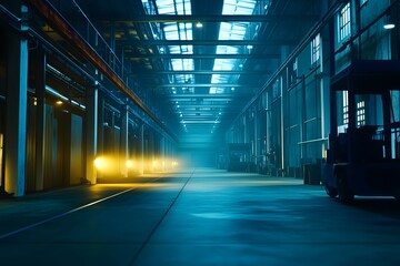 Industrial Interior with Forklift