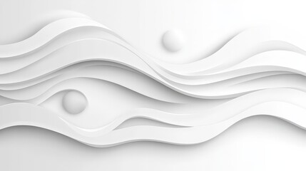 Wall Mural - Abstract White Wave Background with Spheres