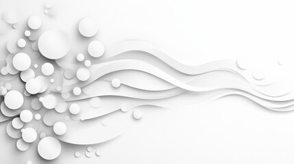 Wall Mural - Abstract White Paper Cut Background with Waves and Circles