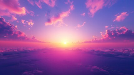 Canvas Print - radial magical, ethereal, purple pink sunrise, open blue skies, perfect world game style,