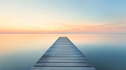 Wall Mural - wooden pier leading into calm sea at