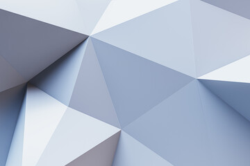 Poster - Abstract white triangular garment backdrop. Design and landing page concept. 3D Rendering.