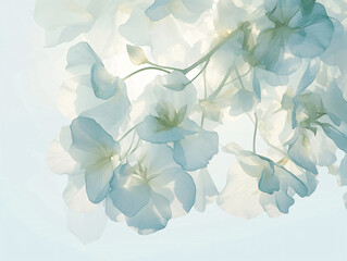 Poster - A delicate arrangement of white flowers softly illuminated, creating a serene and tranquil visual experience.