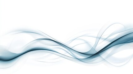 Wall Mural - Abstract Blue Swirling Waves on White Background